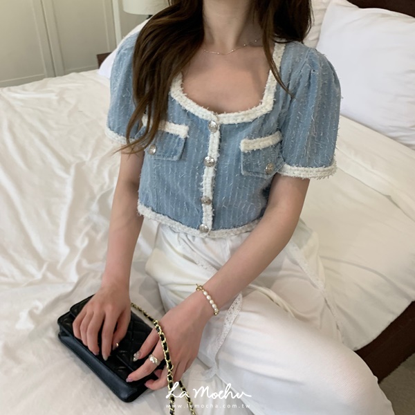 壓扣毛邊小香外套